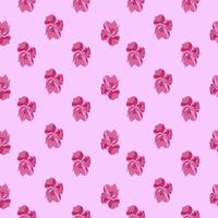 sommar ljusa sömlösa mönster med blom silhuetter i rosa palett. handritad botanisk bakgrund. vektor