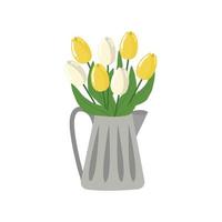 ein Strauß Tulpen in einem Zacken Hallo Frühling vektor