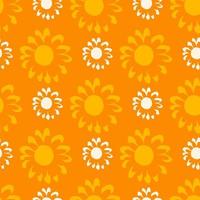 kleine weiße und mittelgelbe Blüten auf Kräutermuster. orangefarbener Hintergrund. vektor