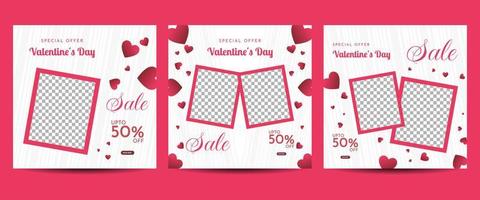 Valentinstag-Social-Media-Beitragsvorlage für Banner, Poster, Grußkarten, Werberabattverkauf usw vektor