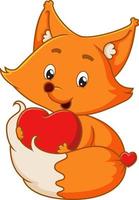 den söta räven håller i kärleksdockan för alla hjärtans dag vektor