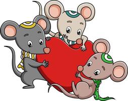 de tre musen håller i det stora kärlekstecknet vektor