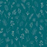 Blumen Musterdesign Hand gezeichnet Doodle. , Minimalismus, Skandinavisch, Monochrom, Trendfarben 2022. Einfache abstrakte Pflanzen. Tapeten, Packpapier, Textilien, Hintergrund. vektor
