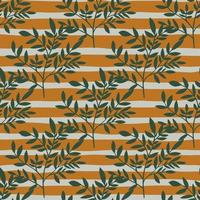 grüne Blätter Silhouette nahtlose Muster auf Streifen. Äste Tapete. Natur Hintergrund. dekorative Zweige. vektor