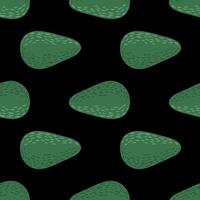 sömlös mat mönster med grön avokado frukt prydnad. svart bakgrund. enkla råa naturkonstverk. vektor