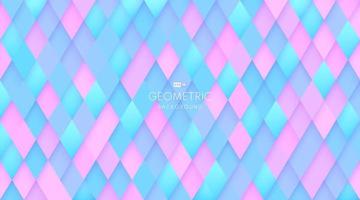 abstrakt sömlös diamantform ljusblå och godisrosa färg, minimal 3d geometriskt mönsterbakgrund. modern pastell rhombus textur design. hologram färg. vektor illustration