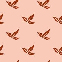 minimalistisches nahtloses muster mit roter einfacher blattverzierung. rosa Hintergrund. Naturkulisse. vektor