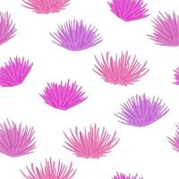 einfaches isoliertes nahtloses muster der blütenknospe. botanischer Druck des Dorns in den rosa und lila Farben auf weißem Hintergrund. vektor