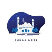 Moschee bei Nacht-Vektor-Illustration. Ramadan Kareem Vorlagendesign. vektor