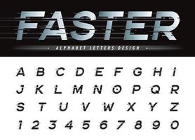 Grunge linear stilisierte kursive Buchstaben Schriftarten Vektor, Glitch moderne Alphabet Buchstaben und Zahlen
