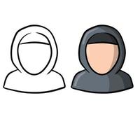 satz von avatar eines muslimischen mädchens, das mit einem schal bedeckt ist vektor