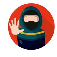 arabisk kvinna och förbjuder handflatan gest i röd cirkel vektor