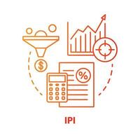 ipi röd konceptikon. industriell produktion index idé tunn linje illustration. ekonomisk tillverkningsindikator. mätning av tillverkningseffekt. vektor isolerade konturritning. redigerbar linje