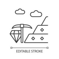 Lineares Symbol für Mineralland. mineralische Verarbeitung. das Abbaugebiet. Gewinnung geologischer Ressourcen. dünne linie anpassbare illustration. Kontursymbol. Vektor isoliert Umrisszeichnung. editierbarer Strich