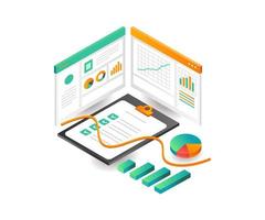 illustration isometriskt koncept. affärsplan för dataanalytiker vektor