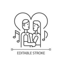 par dans linjär ikon. gifta unga människor slow dancing. festaktiviteter för älskare. tunn linje anpassningsbar illustration. kontur symbol. vektor isolerade konturritning. redigerbar linje