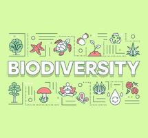 Banner für Biodiversitätswortkonzepte. Waldreservat. Erhaltung des Ökosystems. Unterwasserleben. Präsentation, Webseite. isolierte beschriftungstypografieidee mit linearen symbolen. Vektor-Umriss-Illustration vektor