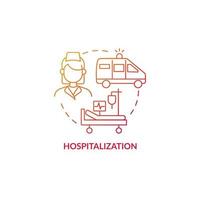 sjukhusvistelse röd gradient koncept ikon. lunginflammation behandling abstrakt idé tunn linje illustration. stanna på sjukhus. slutenvårdsanstalt. Sjukvård. vektor isolerade kontur färgritning