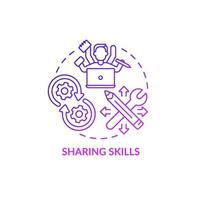 Symbol für das Skillssharing-Konzept. Berufsausbildung. soziale Interaktion. Arbeitserfahrung teilen. wissenstransfer abstrakte idee dünne linie illustration. Vektor isolierte Umrissfarbe Zeichnung