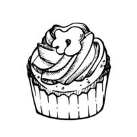 Cupcake im Doodle-Stil isoliert auf weißem Hintergrund vektor