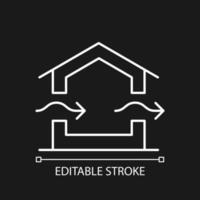 Belüftungssystem weißes lineares Symbol für dunkles Thema. Bereitstellung natürlicher Belüftung in Gebäuden. dünne linie anpassbare illustration. isoliertes Vektorkontursymbol für den Nachtmodus. editierbarer Strich vektor
