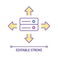 it-hardwareverteilungsgeschäft rgb-farbsymbol. digitale geräte, die service bereitstellen. Großhandel mit modernen Technologien. isolierte Vektorillustration. einfache gefüllte Strichzeichnung. editierbarer Strich vektor