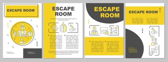 Escape Room-Broschürenvorlage. Quest-Flyer, Booklet, Prospektdruck, Cover-Design mit linearen Illustrationen. Strategie, Logikspiel. Vektorseitenlayouts für Zeitschriften, Geschäftsberichte, Werbeplakate vektor