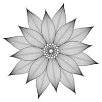 Vektor einfache konturierende Blumenmandala. lineare Zeichnung. Tattoo-Schablone