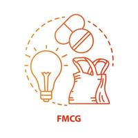 fmcg rotes Konzeptsymbol. sich schnell bewegende konsumgüteridee dünne linienillustration. kostengünstige und schnell verkaufte Produkte. Marktwirtschaftsmanagement. Vektor isoliert Umrisszeichnung. editierbarer Strich