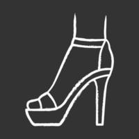 Knöchelriemen High Heels Kreidesymbol. Frau stilvolles Schuhdesign. weibliche Party-Stiletto-Schuhe, luxuriöse moderne Sommersandalen. modisches kleidungsaccessoire. isolierte vektortafelillustration vektor