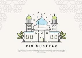 linjekonst moské logotyp mall ramadan kareem, enkelt gratulationskort vektor