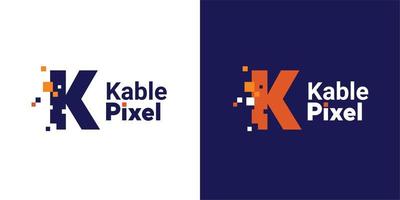 minimalistisches punktbuchstabe k-logo. k buchstabe pixel mark digital 8 bit vektor