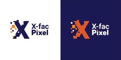minimalistisches punktbuchstabe x-logo. x Buchstabe Pixelmarke digital 8 Bit vektor