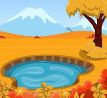 Herbstlandschaftshintergrund mit Teich vektor