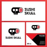 sushi skalle logotyp design och visitkortsmall vektor