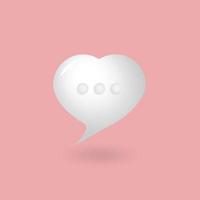 3D vit kärlek chatt bubbla på rosa bakgrund. sociala medier meddelande koncept. vektor