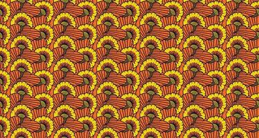ethnischer abstrakter Stoff. nahtloses muster im stammes-, afrikanischen wachsdruck-kitenge-blumenmotivvektor. aztekische geometrische kunst ornament.design für teppich, tapete, kleidung, verpackung, stoff, bezug, kleid vektor