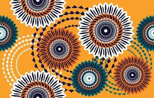 etniskt abstrakt tyg. sömlösa mönster i tribal, afrikanskt vaxtryck kitenge blommotiv vektor. Aztec geometrisk konst ornament.design för matta, tapeter, kläder, omslag, tyg, omslag, klänning vektor