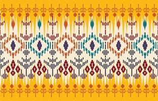 ikat etnisk abstrakt gul konst. sömlösa mönster i tribal, folklig broderi, aztec geometrisk konst prydnadstryck. design för matta, tapeter, kläder, omslag, tyg, omslag. vektor