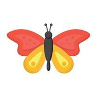 fliegendes Insekt, Schmetterlingsikone im flachen Stil, vektor
