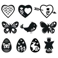 Ostern-Icon-Set, schwarze Silhouette isolierte Vektorillustration vektor