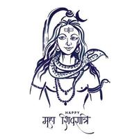 Hand zeichnen Hindu-Lord Shiva für indischen Gott Maha Shivratri Kartendesign vektor