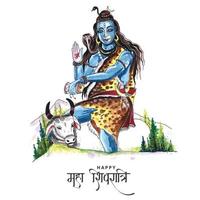 lord shiva von indien für traditionelles hinduistisches festival maha shivaratri kartenhintergrund vektor