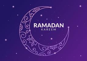 ramadan kareem med moské, lyktor och måne i platt bakgrund vektorillustration för religiös högtid islamisk eid fitr eller adha festival banner eller affisch vektor