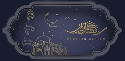 ramadhan kareem design mit moscheelinie kunsthintergrundvektorillustration vektor