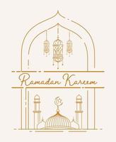 ramadan kareem hälsningsbannerdesign med moskéstreck vektor
