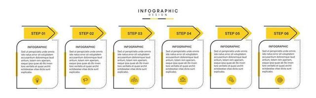 steg affärsdata visualisering tidslinje process infographic malldesign med ikoner vektor