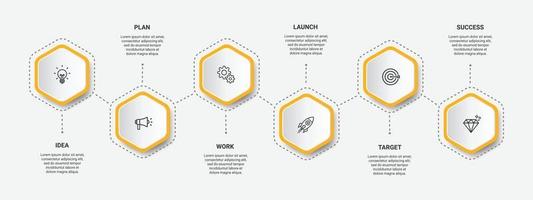 steg affärstidslinjeprocessen infographic malldesign med ikoner vektor