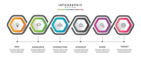 Schritte Business-Daten-Visualisierung Timeline-Prozess Infografik-Template-Design mit Symbolen vektor