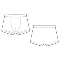 technische skizze boxershorts unterwäsche auf weißem hintergrund. vektor